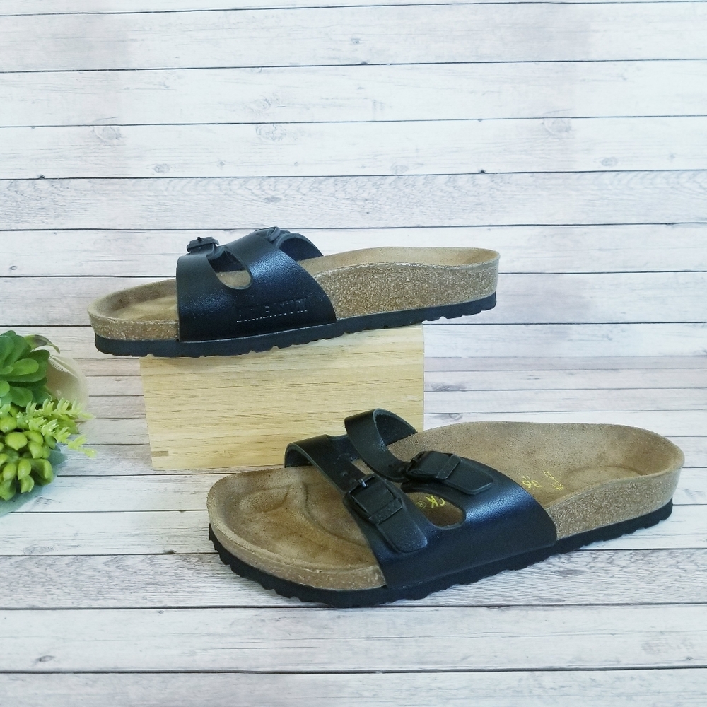 BIRKENSTOCK  Ibiza Black Two Strap Sandals Women's Size 36